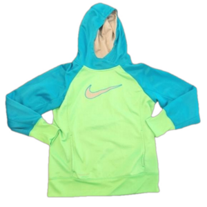 Nike Neon Green/Blue Logo Hooded Sweatshirt Size XL